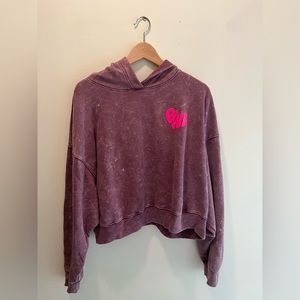 Victoria’s Secret PINK size large cropped purple acid wash hoodie